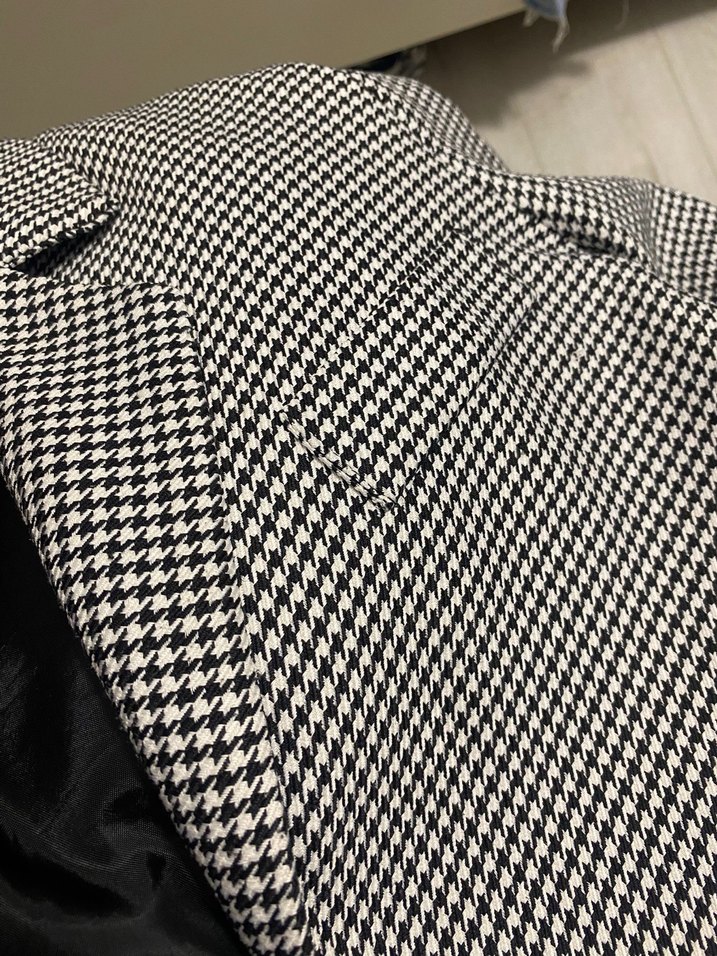 Düğmeli Gri Kareli Kadın Blazer Ceket - Görsel 2