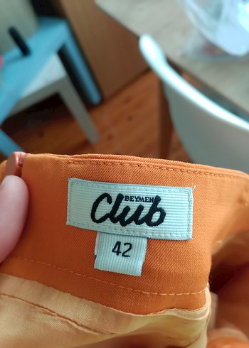 42 Beden turuncu Renk Beymen Kadın Turuncu Midi Kalem Etek