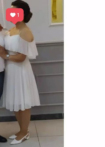 Beyaz Askılı Midi Elbisesi - Görsel 5