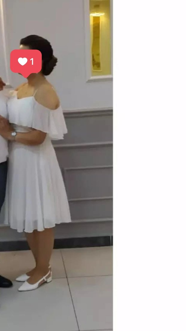 Beyaz Askılı Midi Elbisesi - Görsel 5