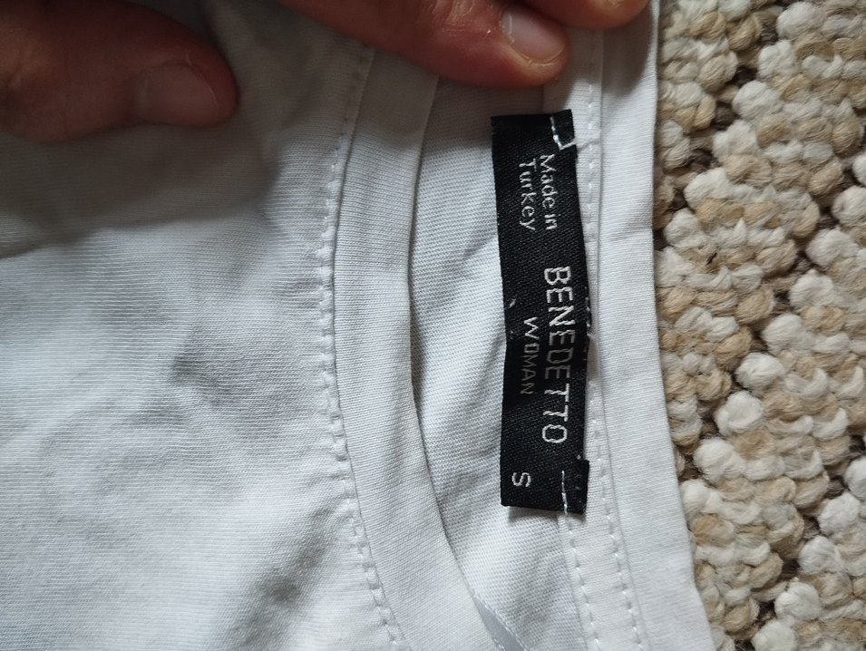 Kadın Kolları Kot Detaylı Beyaz T-shirt - Görsel 3