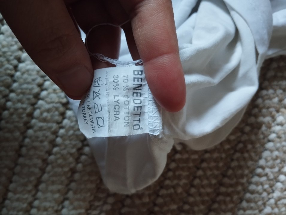 Kadın Kolları Kot Detaylı Beyaz T-shirt - Görsel 4