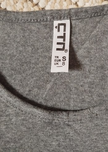 Gri Baskılı Kısa Kollu Pamuk Tişört - Görsel 2