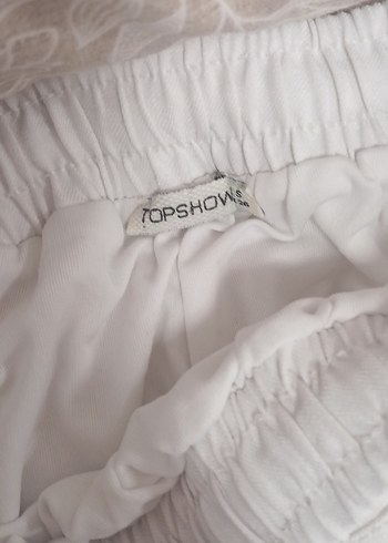 Nakışlı Beyaz Mini Bohem Şort - Görsel 3