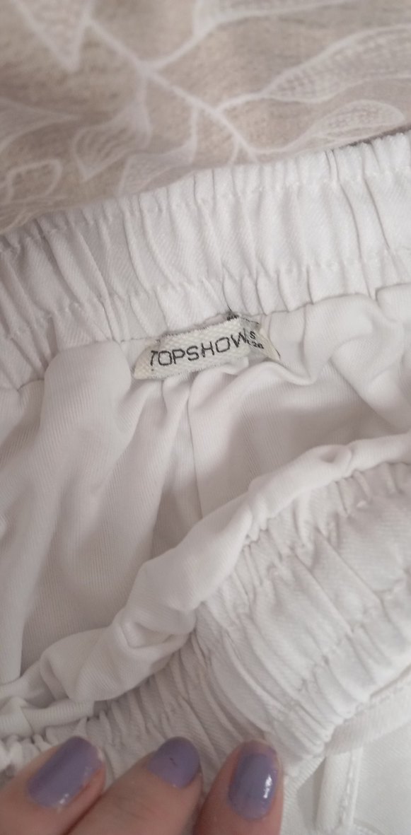 Nakışlı Beyaz Mini Bohem Şort - Görsel 3