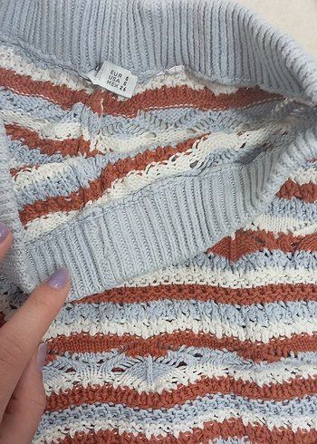 Kadın Çok Renkli Örgü Mini Kazak - Görsel 3