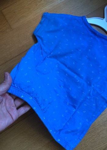 Kız Çocuk Mavi Baskılı Kısa Kollu Tişört - Görsel 4