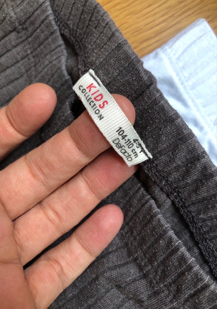 Kızlar için Pamuklu Beyaz ve Gri Tayt - Görsel 4