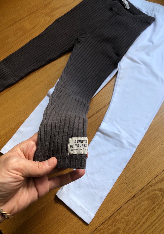 Kızlar için Pamuklu Beyaz ve Gri Tayt - Görsel 2