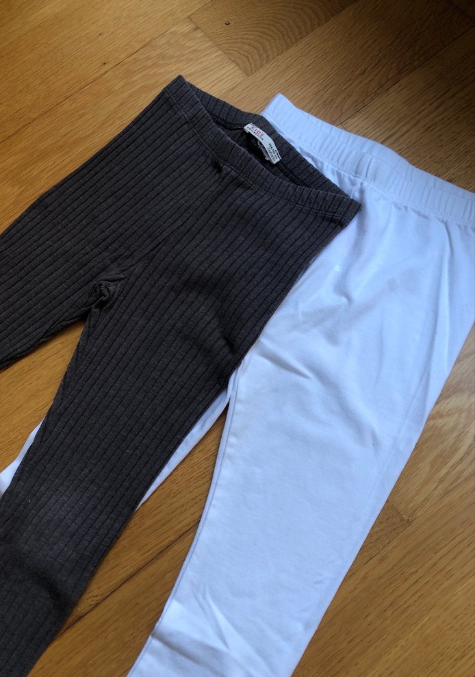 Kızlar için Pamuklu Beyaz ve Gri Tayt - Görsel 3