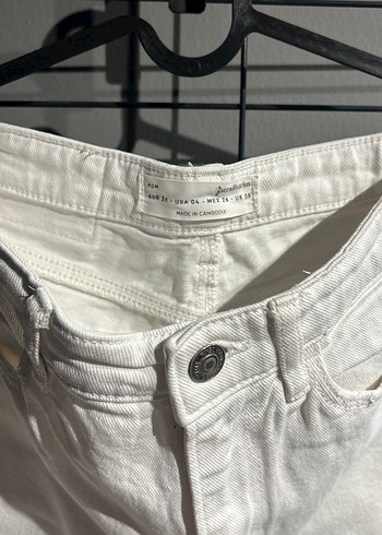 Stradivarius Beyaz Kadın Keten Normal Boy Pantolon