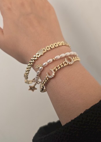 Altın Renk Zincir Detaylı Kadın Bileklik - Görsel 2