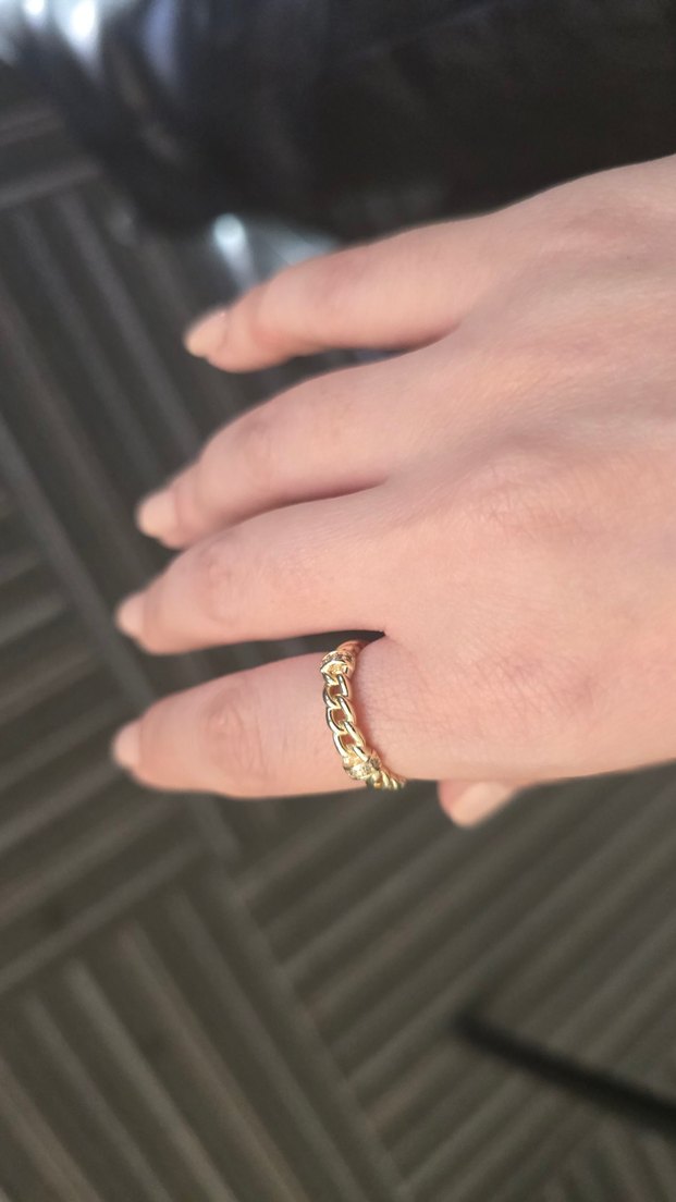 Zincir Detaylı Altın Renkli Kadın Yüzük - Görsel 3