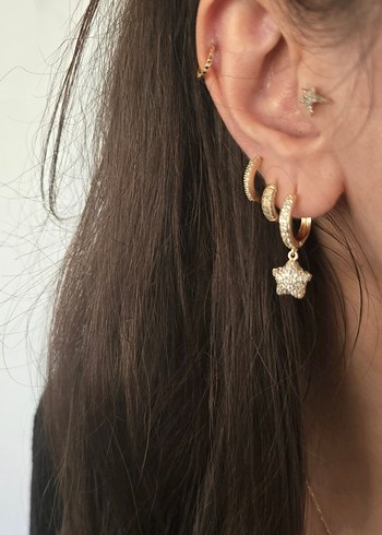 Altın Renkli Boncuklu Midi Küpe - Görsel 2