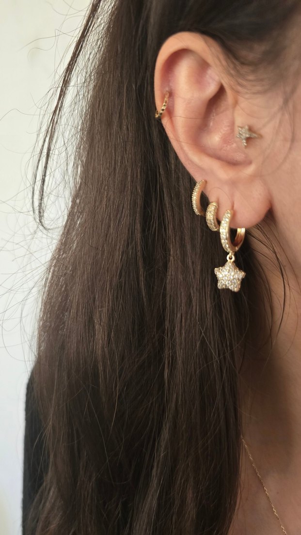 Altın Renkli Boncuklu Midi Küpe - Görsel 2