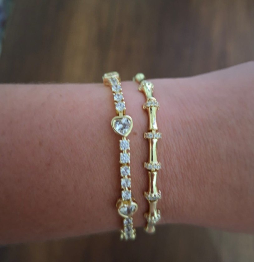 Altın Renkli Taşlı Kadın Bileklik - Görsel 2