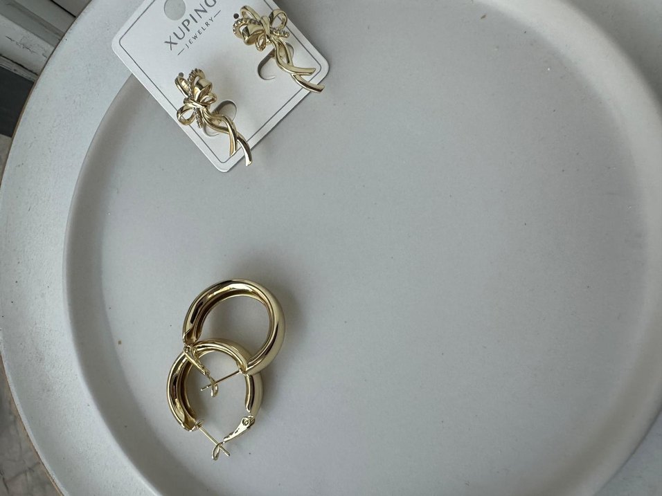 Zincir Detaylı Midi Altın Küpe xuping marka - Görsel 2