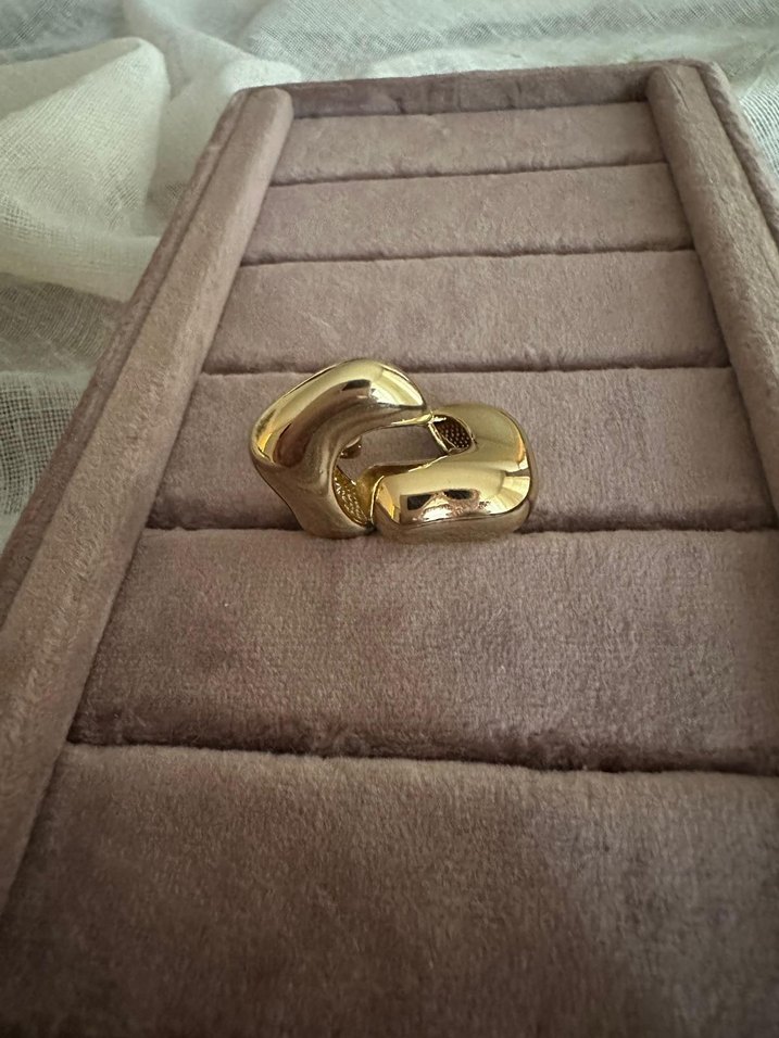 Altın Renkli Kemer Detaylı Mini Küpeler - Görsel 3