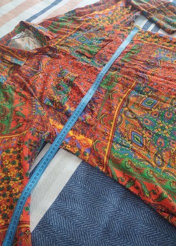 xl Beden Bohem Renkli Desenli Uzun Tunik elbise