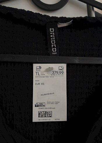 H&M H&M Bürümcük Kumaş Siyah Kadın Bluz