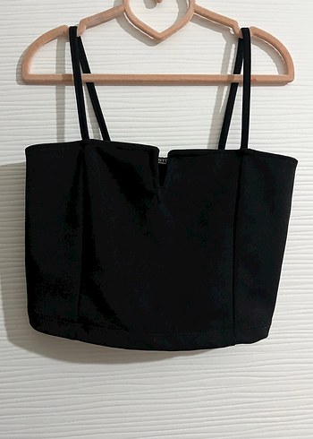 Siyah Süet Askılı Straplez Büstiyer - Görsel 2