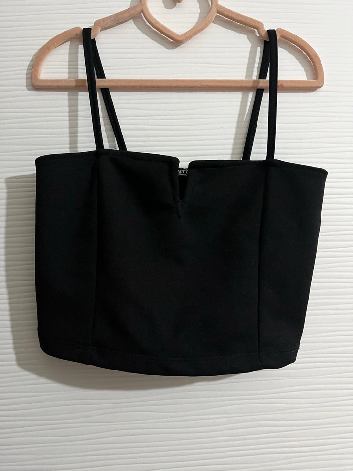 Siyah Süet Askılı Straplez Büstiyer - Görsel 2