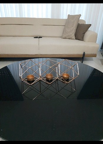 Altın Renkli Modern Mumluk Seti - Görsel 2