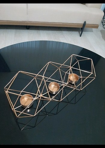 Altın Renkli Modern Mumluk Seti - Görsel 3