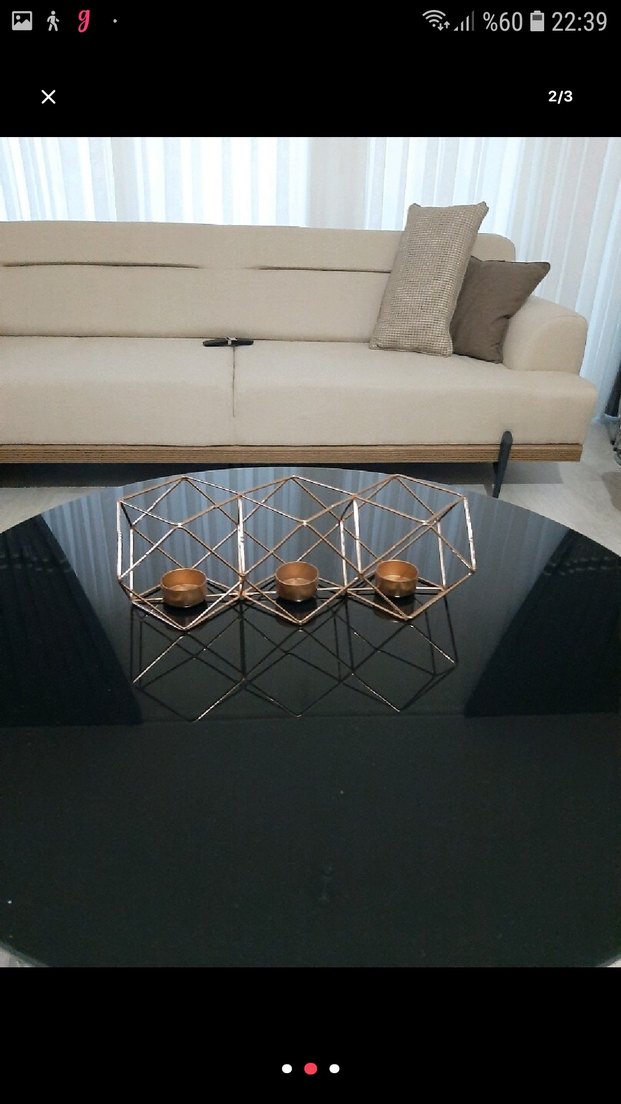 Altın Renkli Modern Mumluk Seti - Görsel 2