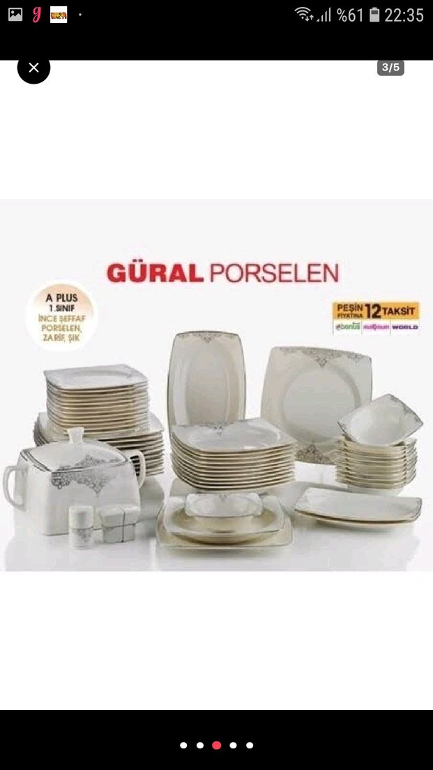 Güral Porselen 57 parça kare yemek takımı - Görsel 3