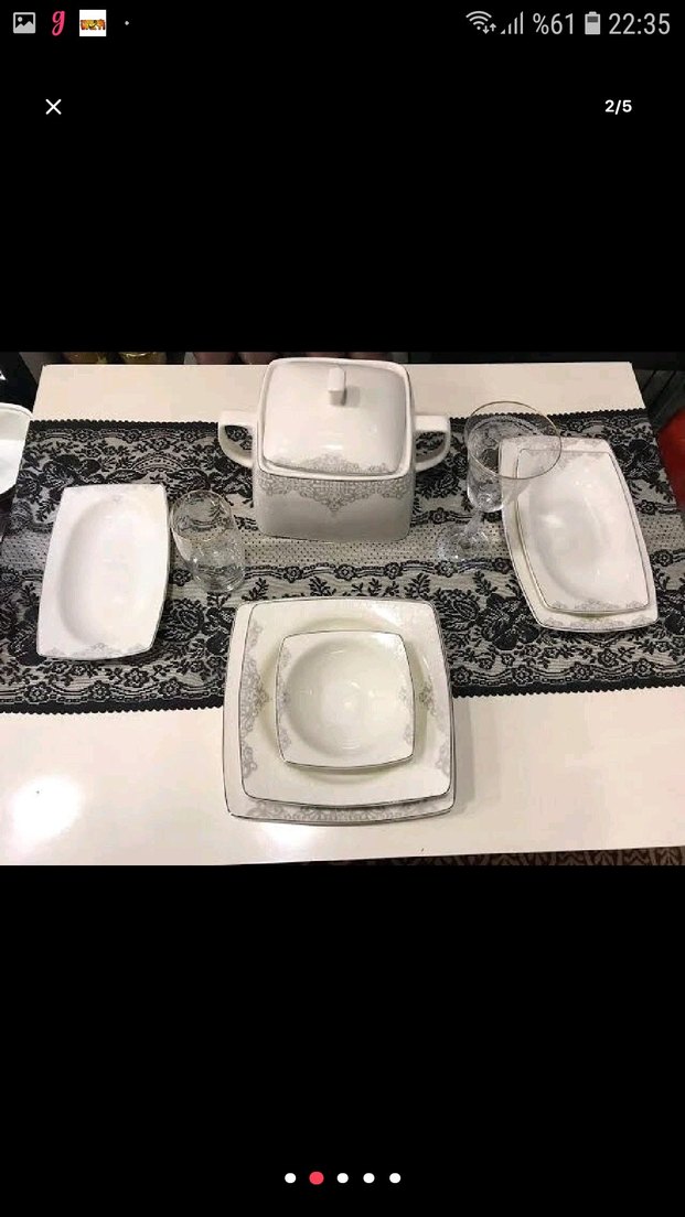 Güral Porselen 57 parça kare yemek takımı - Görsel 2