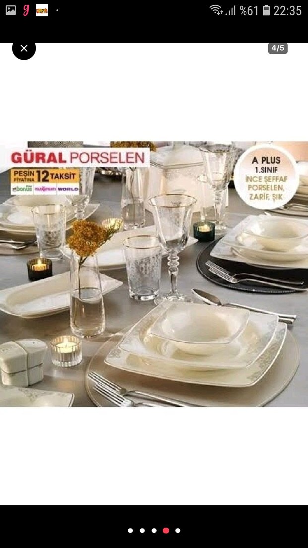 Güral Porselen 57 parça kare yemek takımı - Görsel 4