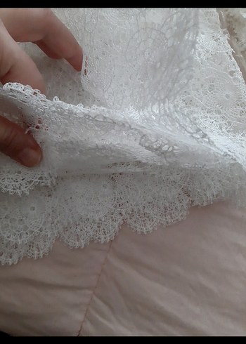 dantel set kırık beyaz ve beyaz renk - Görsel 4