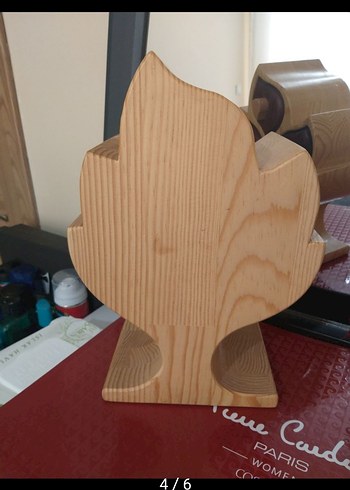 Koyu Kahverengi Meşe Ağacından Dekoratif Yaprak Takı Kutusu - Görsel 5