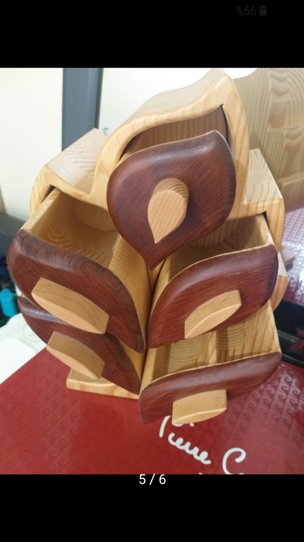 Koyu Kahverengi Meşe Ağacından Dekoratif Yaprak Takı Kutusu - Görsel 2