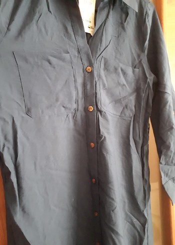 LCW sıfır etiketli Düğmeli Lacivert Uzun Elbise - Görsel 3