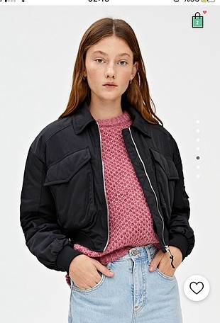 Pull and bear önü cepli bomber ceket