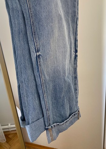 Stradivarius D92 Kadın Mavi Bol Kesim Midi Jean
