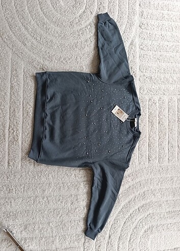 l Beden gri Renk Taşlı sweatshirt