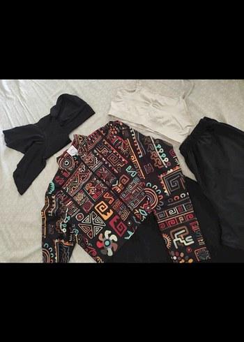 Uzun Kollu Etnik Desenli Bohem Mayo - Görsel 4