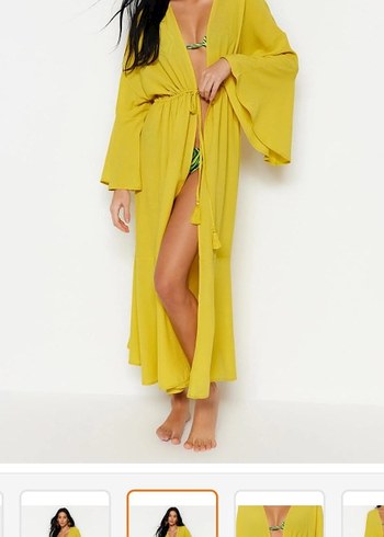 Trendyol & Milla Sarı Bohem Uzun kimono