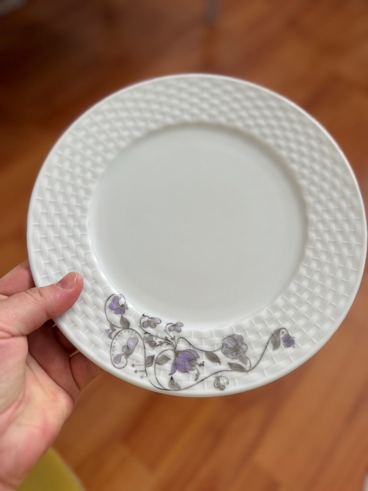 Gri Desenli Beyaz Seramik Tabak Seti - Görsel 3