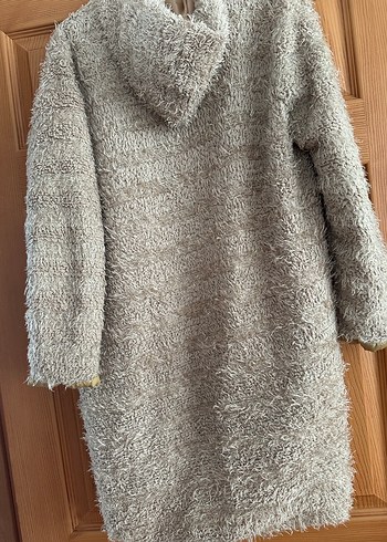 xl Beden camel Renk Kadın Bej Uzun Peluş Kürk Detaylı Hırka