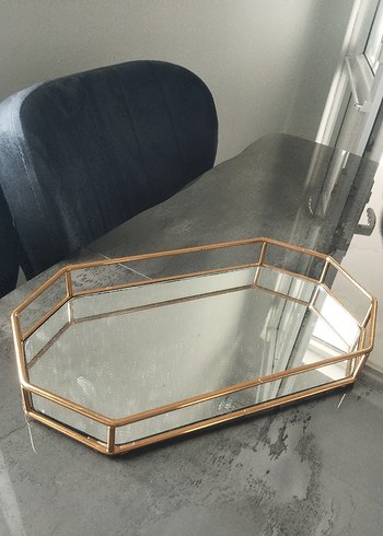 Altıgen Altın Renk Aynalı Tepsi - Görsel 2