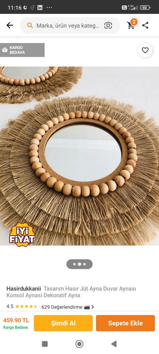 Dekoratif Kahverengi Yuvarlak Ayna - Görsel 2