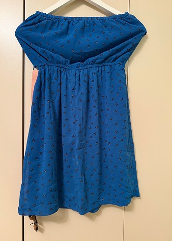 Mavi Straplez Midi Bohem Elbise - Görsel 2