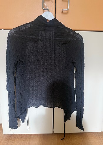 Kadın Siyah Piliseli Uzun Kollu Keten Hırka - Görsel 2