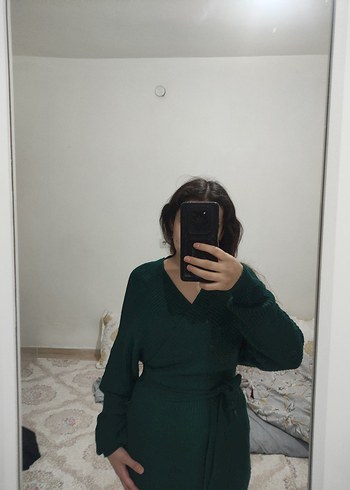 Kadın Haki Midi Uzun Kollu Elbise - Görsel 4