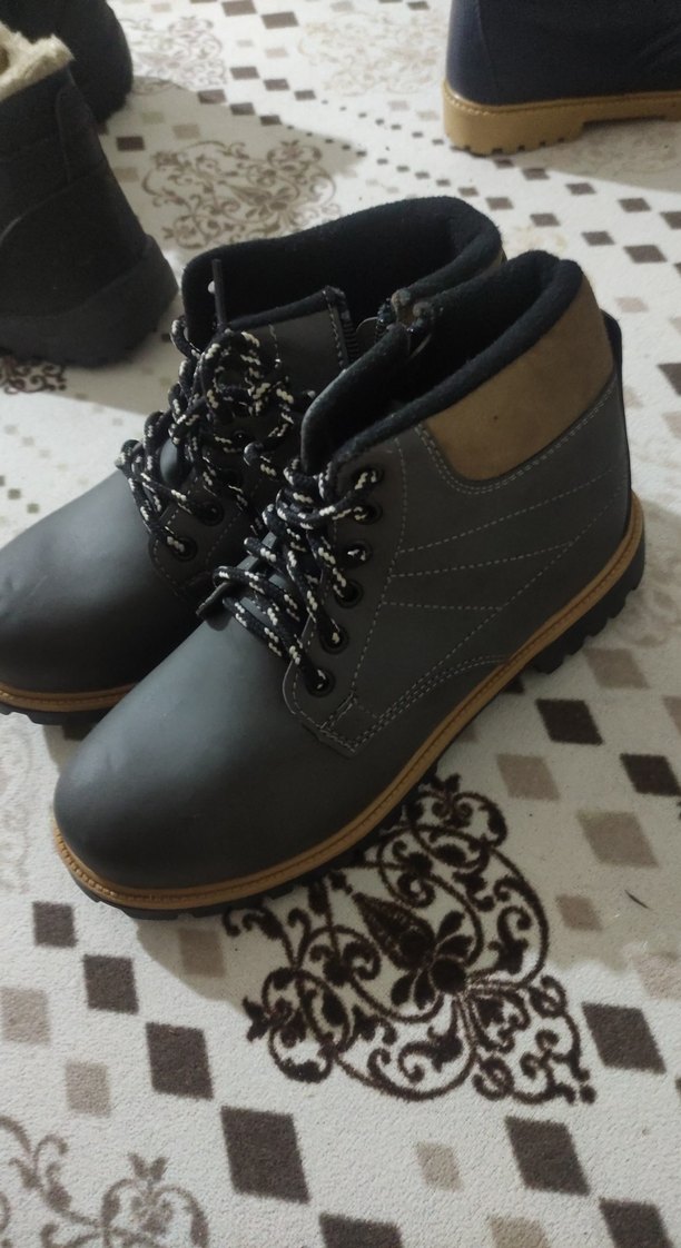 Gri Yılan Desenli Bağcıklı Erkek Bot - Görsel 3