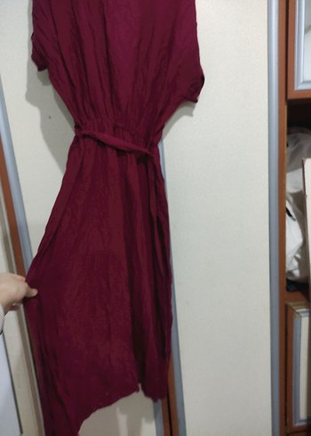 Bordo V Yakalı Salaş Hamile Elbisesi - Görsel 5